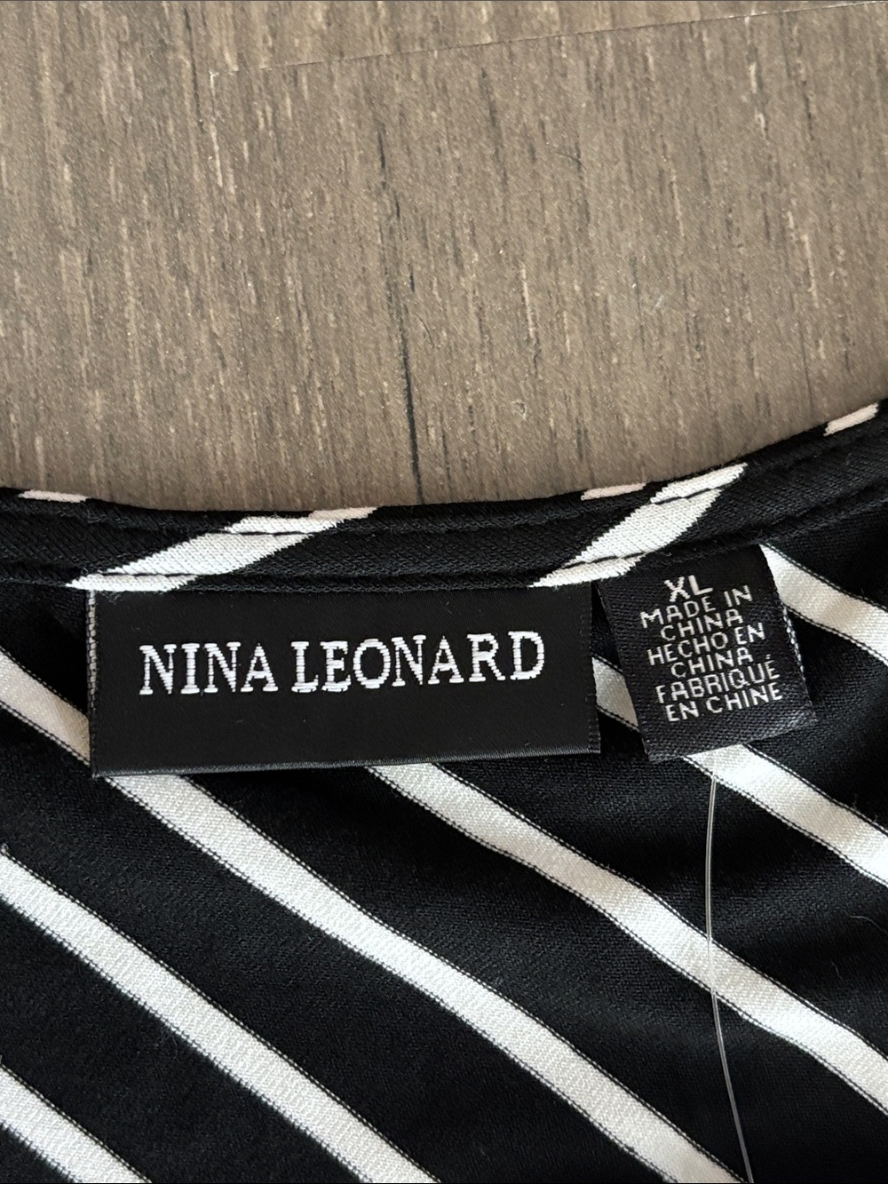 NWT Nina Leonard Black and White Diagonal Stripe Sleeveless Maxi Dress - Picture 2 of 7
